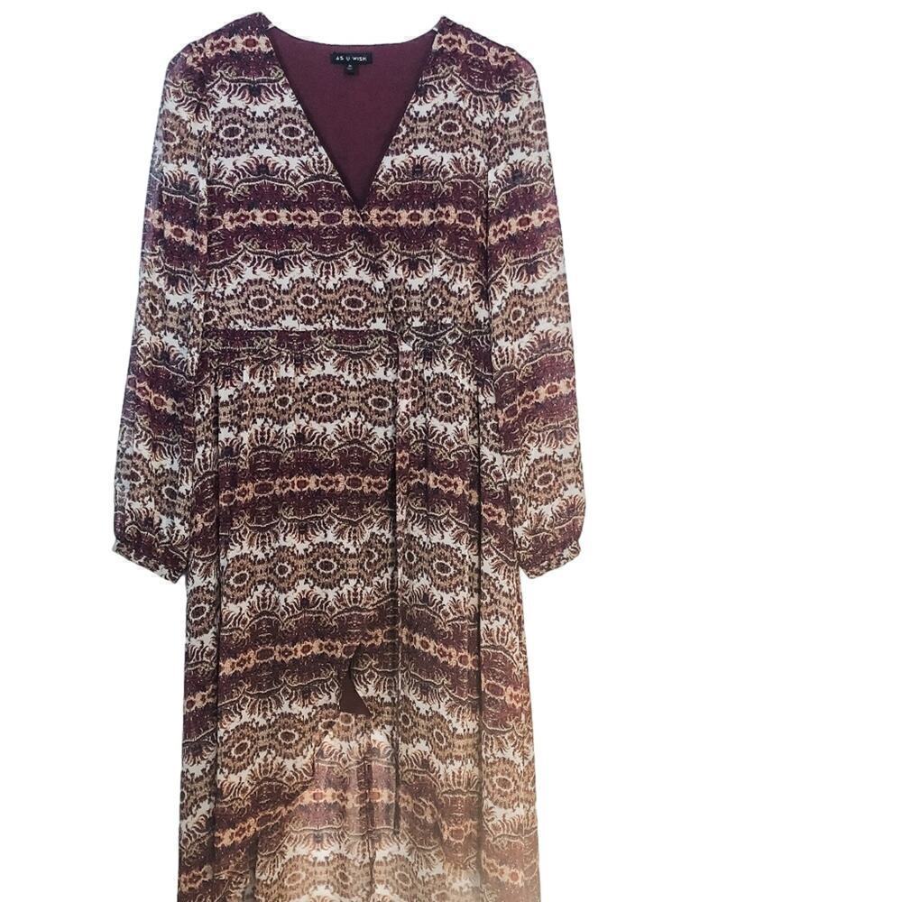 As U Wish High Low Boho‎ Clay Red Wrap Dress NWT Size M